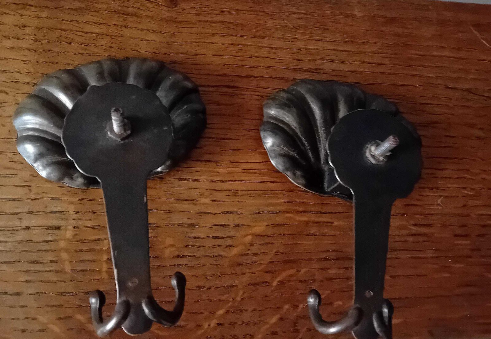 Coat Hooks A Set Of Two Shell Shaped Bronze Wall Hooks For Coats And Scarfs photo vintage