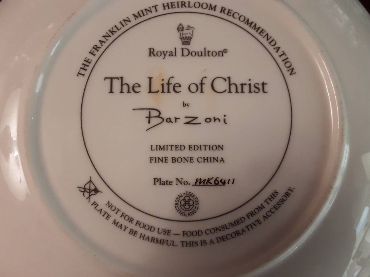 The Life Of Christ By Bar Zoni Royal Doulton Franklin Mint Limited Edition Collectible Plate photo Home Decor