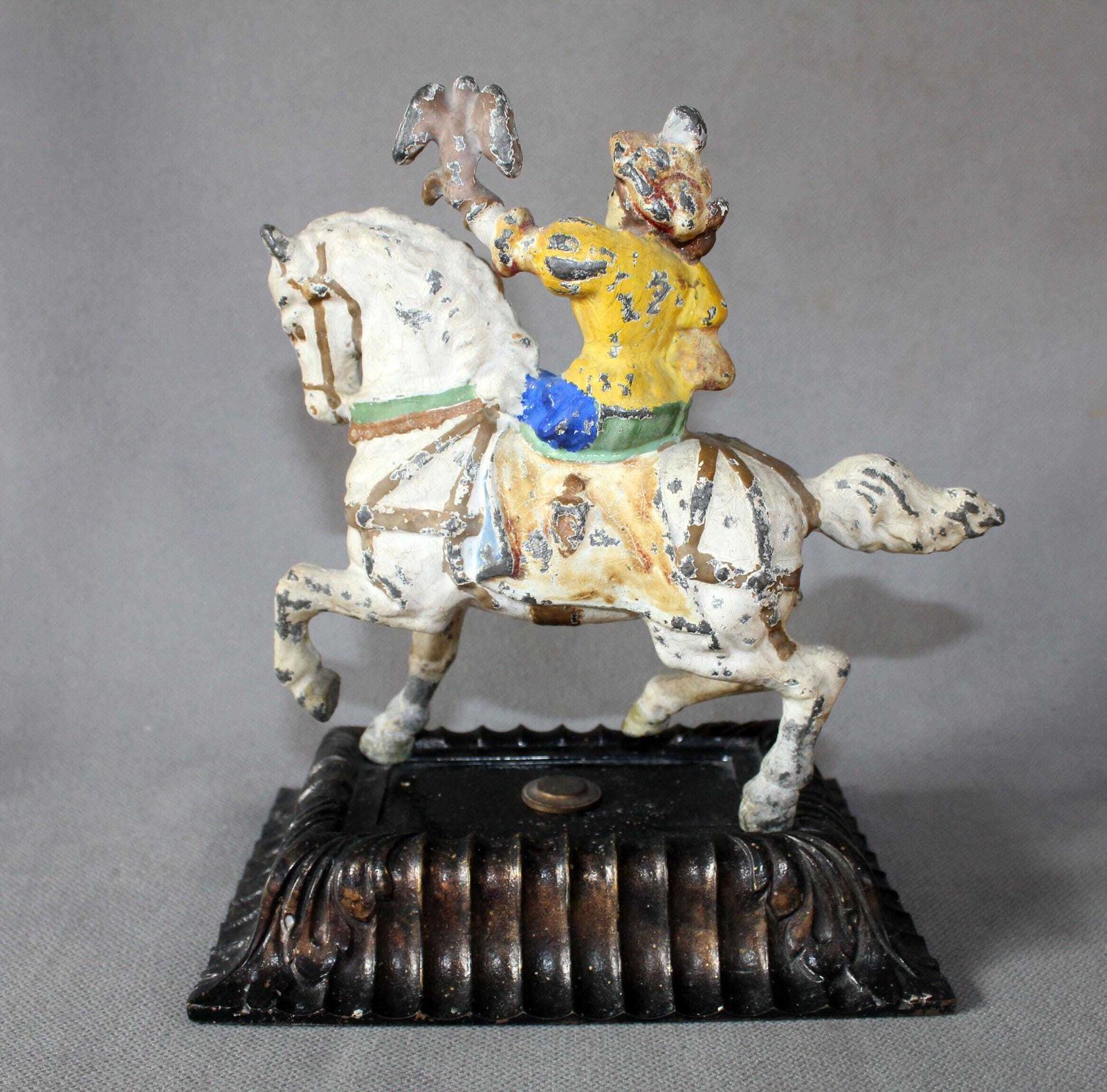 Art Large And Heavy Sculpture Of A Falconer On Horseback, Lady Writer, Cold Painted, Could Be Bronze As Non Magnetic, Equestrian, Horse, Bird photo