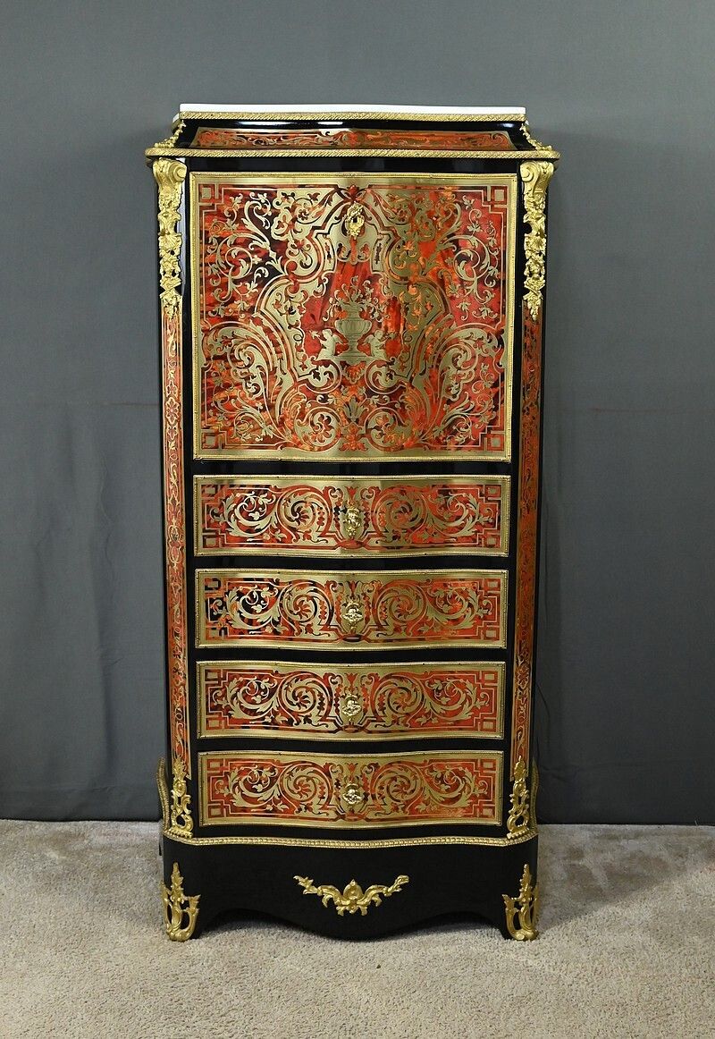 Secretary In “Boulle” Marquetry, Napoleon III Period – Mid 19th Century photo for sale