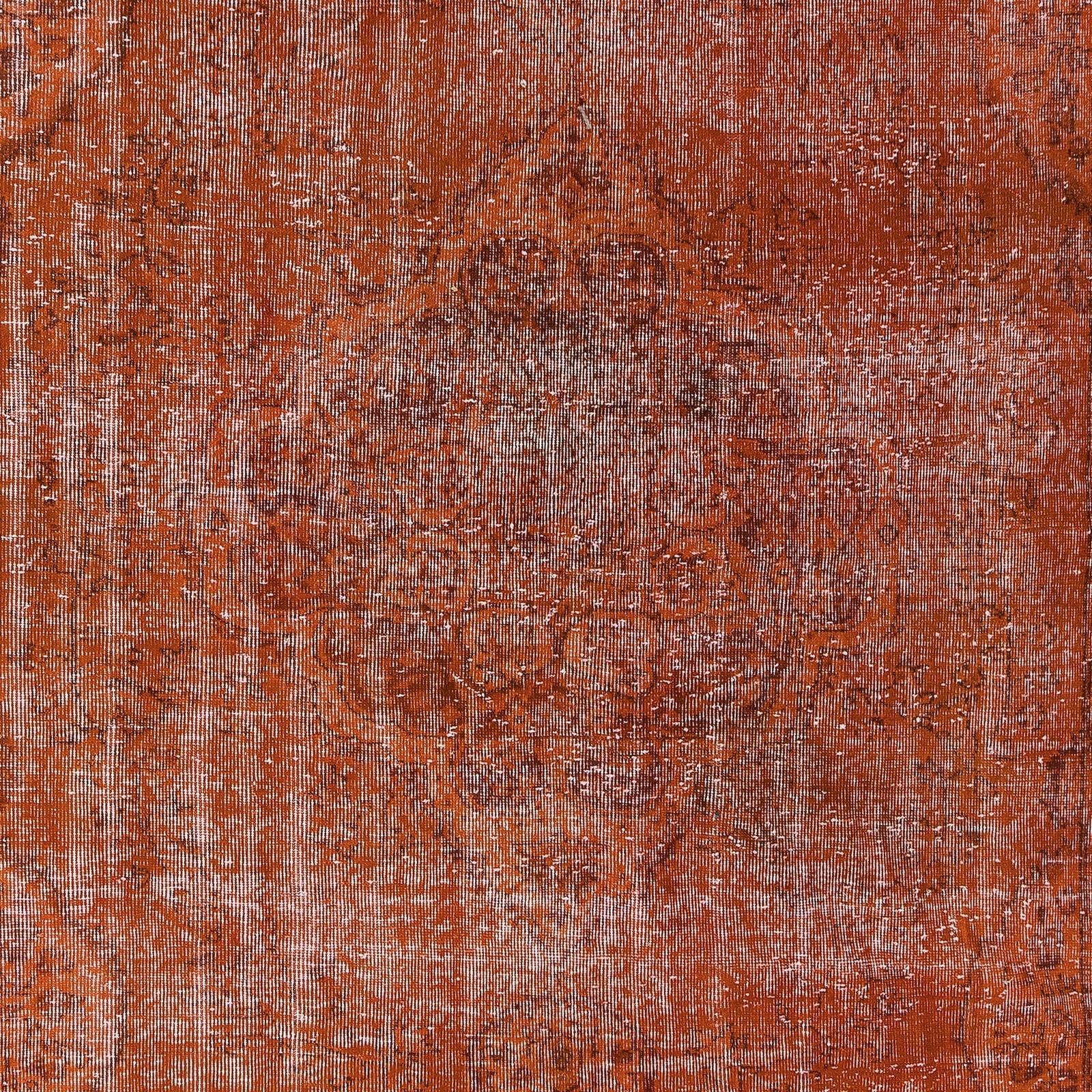 7.4x10.5 Ft Vintage Handmade Turkish Rug Re Dyed In Orange For Modern Interiors photo for sale