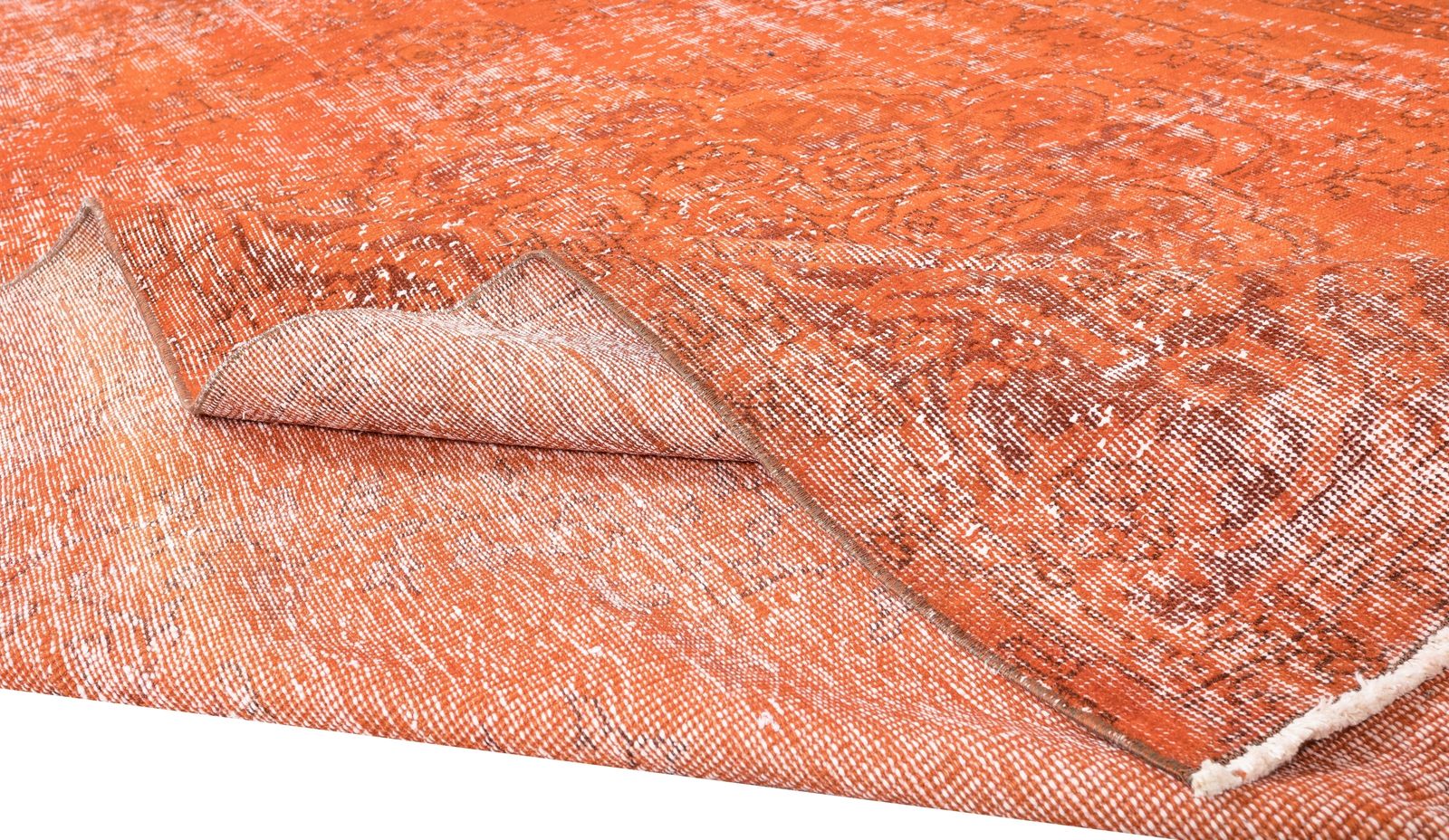 7.4x10.5 Ft Vintage Handmade Turkish Rug Re Dyed In Orange For Modern Interiors photo 662.0