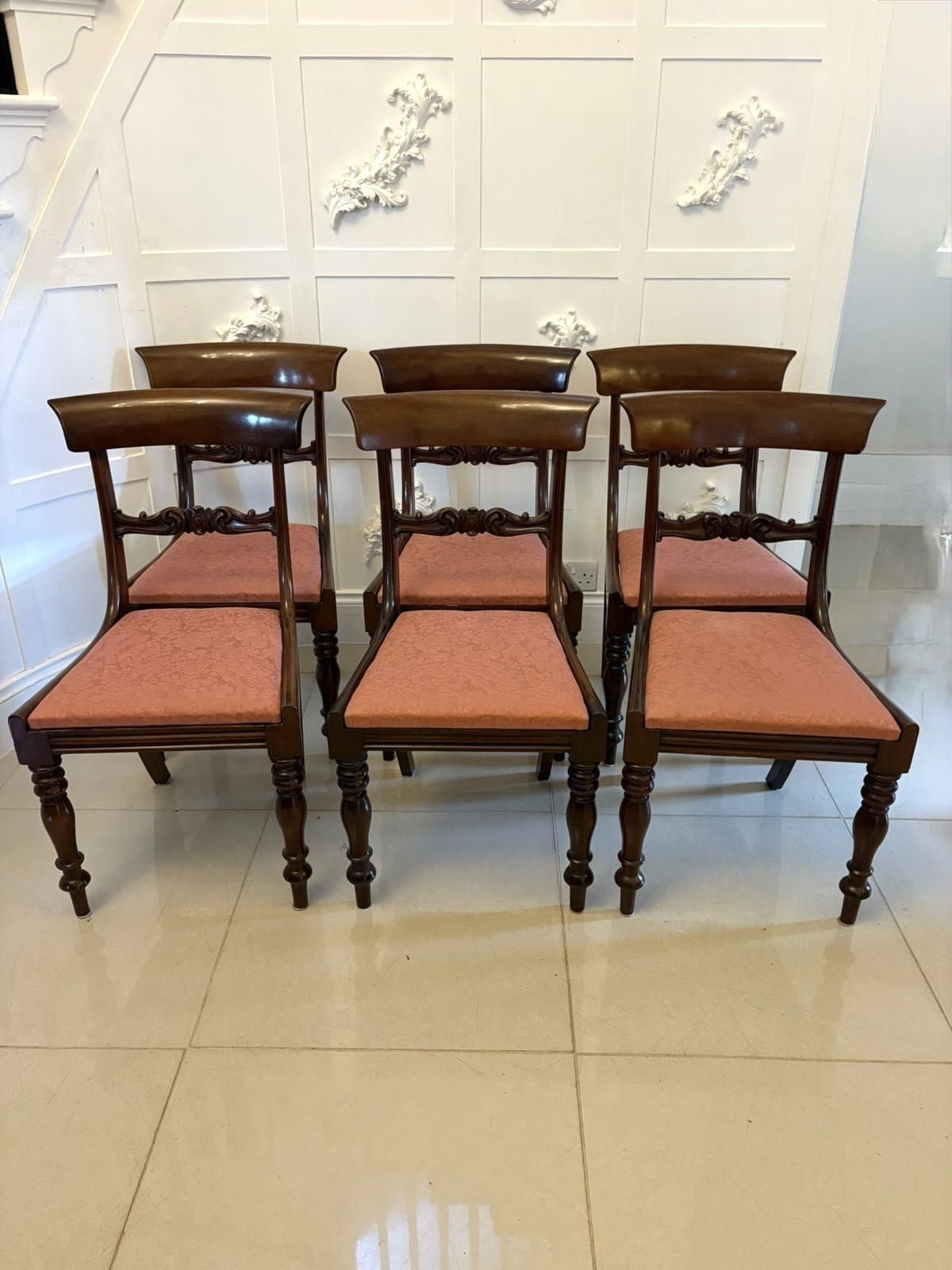 Set Of 6 Antique William IV Quality Mahogany Dining Chairs