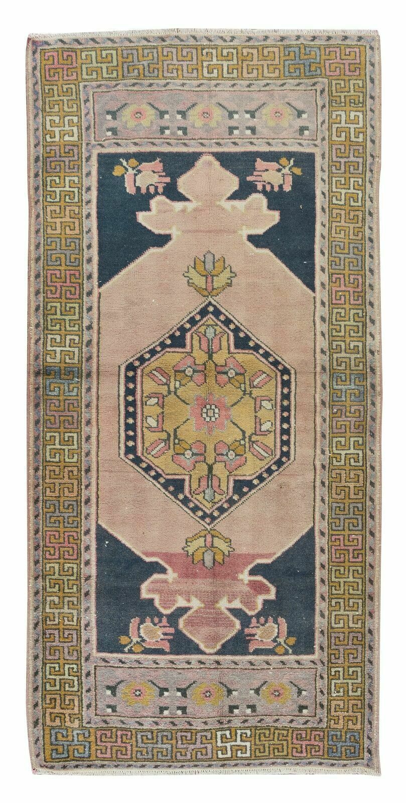 3.2x6.5 Ft Handmade Anatolian Village Rug, Tribal Style Vintage Wool Carpet