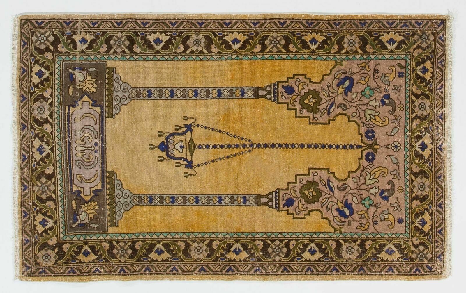 3.3x5.4 Ft Prayer Rug Depicting A Chandelier, Couple Of Columns And Flowers photo 322.0