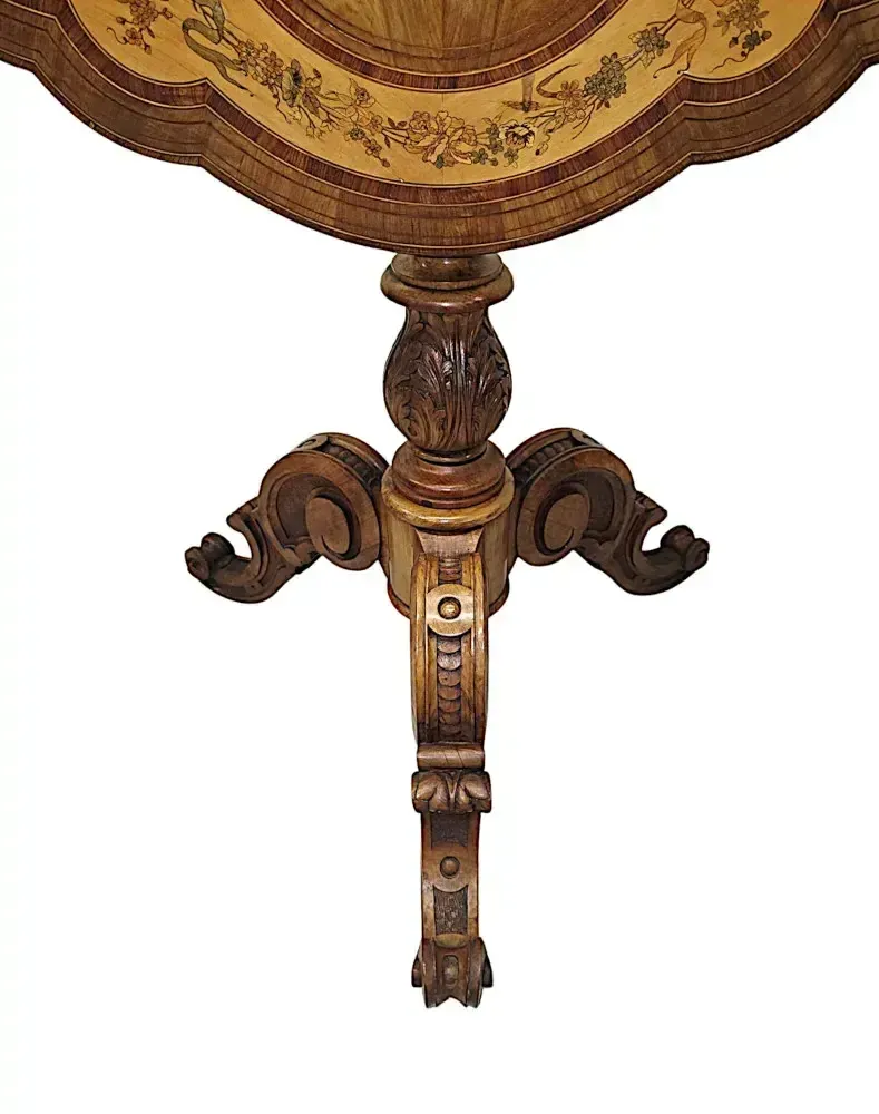 A Very Rare 19th Century Olive Wood Marquetry Inlaid Flip Top Table photo buy