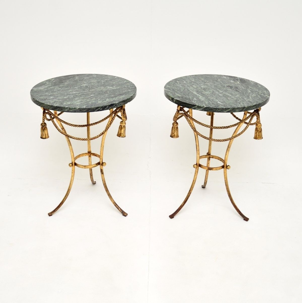 Pair Of Antique Italian Gilt Metal And Marble Side Tables photo furniture