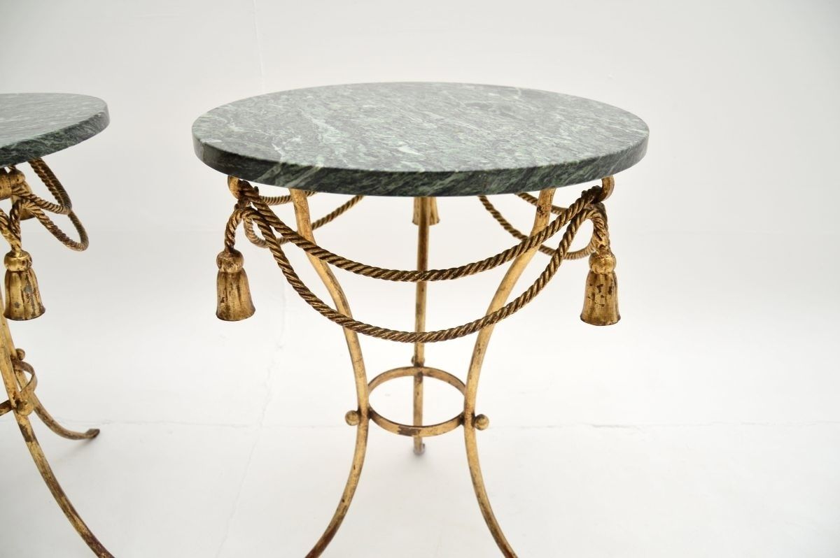 Pair Of Antique Italian Gilt Metal And Marble Side Tables photo 2048.0