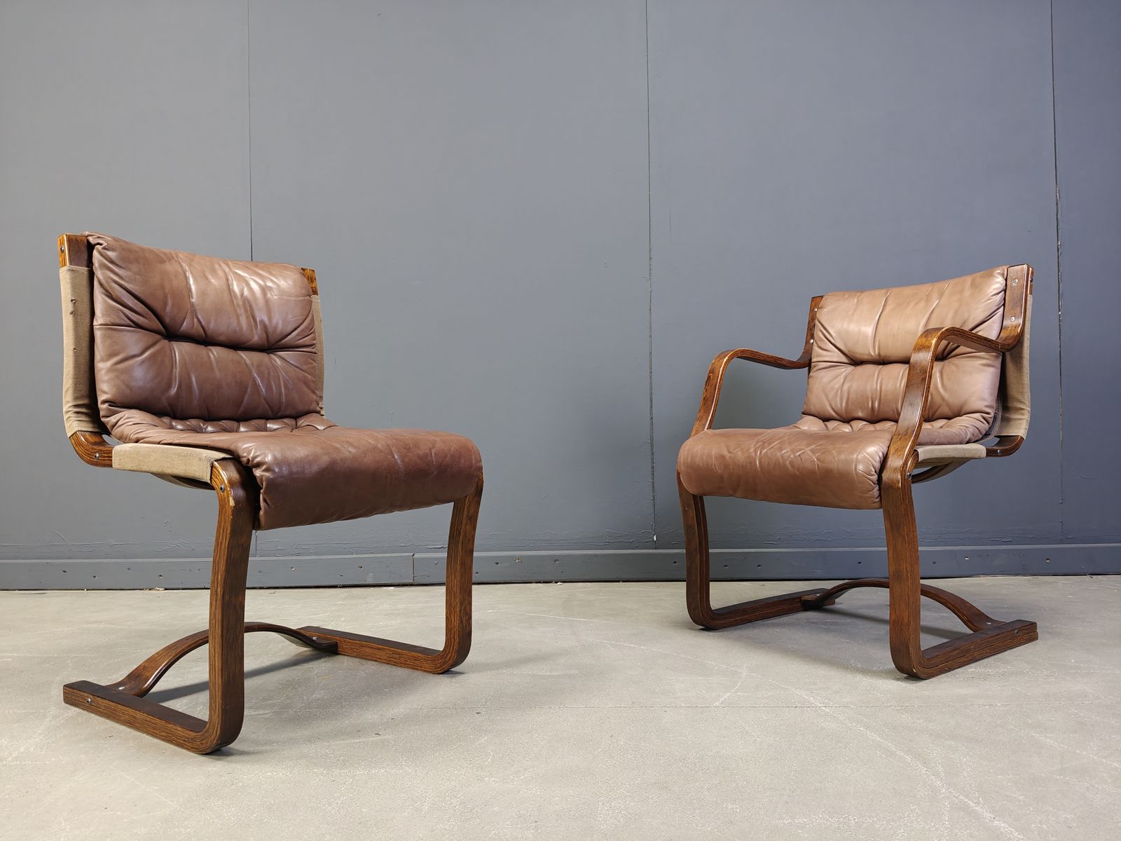 Vintage Asko Pajamies Finland Leather Plywood Chairs, Set Of 6   1970s photo 1150.0