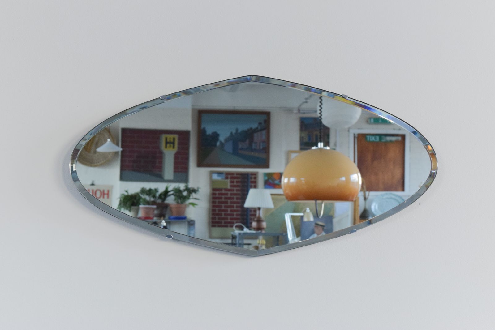 Vintage Frameless Diamond Shape Bevelled Mirror photo 165.0