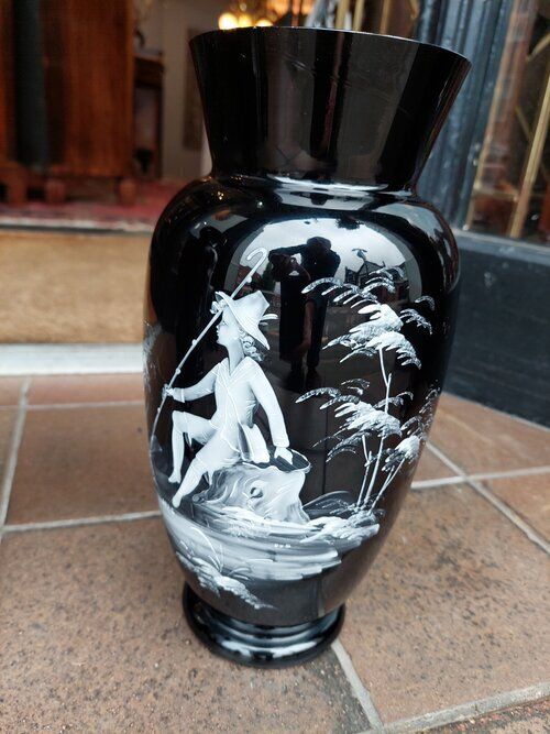 Three Large Pieces Of 19thc Glass By Mary Gregory photo vinterior