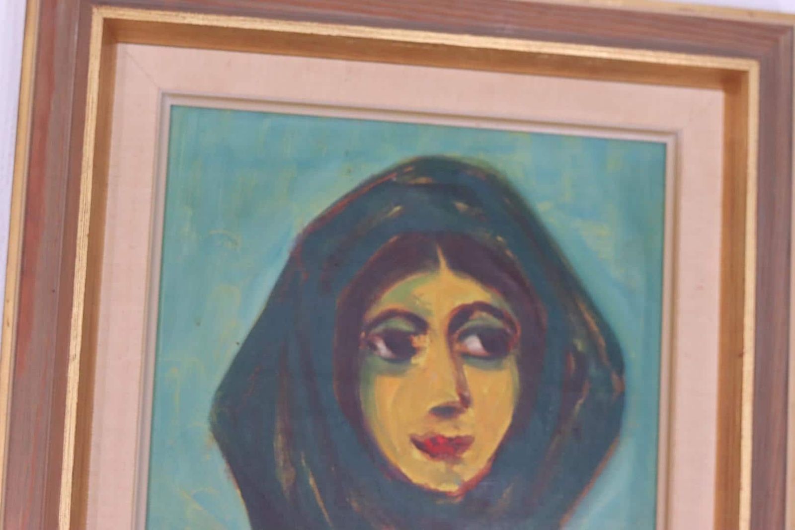 Original Danish Oil On Canvas – “Woman In Scarf” By Erik Larsen (1902–1965) – Vintage & Framed  41 × 45 Cm (16.1" × 17.7") photo buy