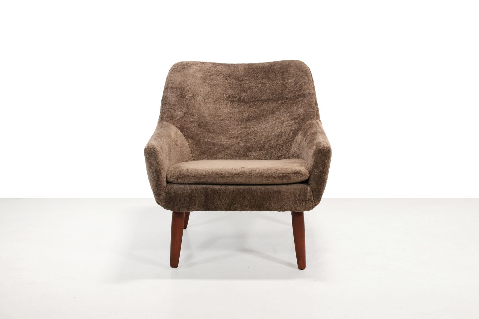 Danish Design Armchair In Brown Faux Sheepskin photo furniture