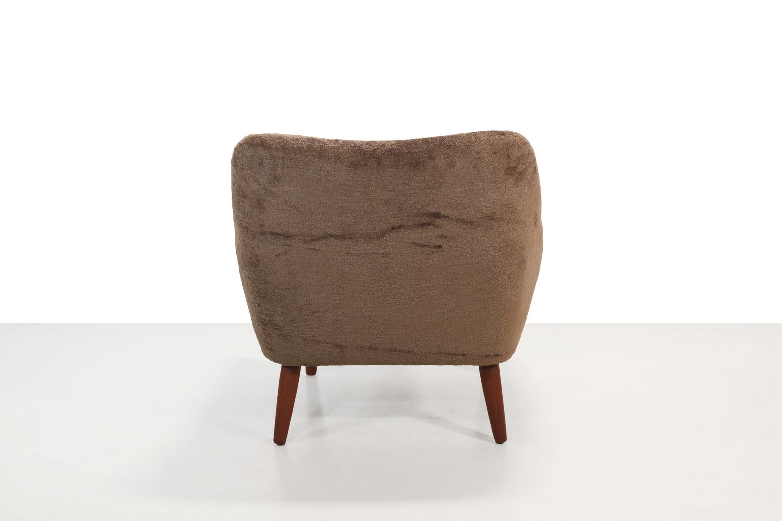 Danish Design Armchair In Brown Faux Sheepskin photo for sale