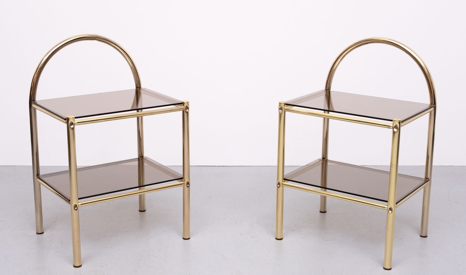 Pair Brass Bed Side Tables 1970s France