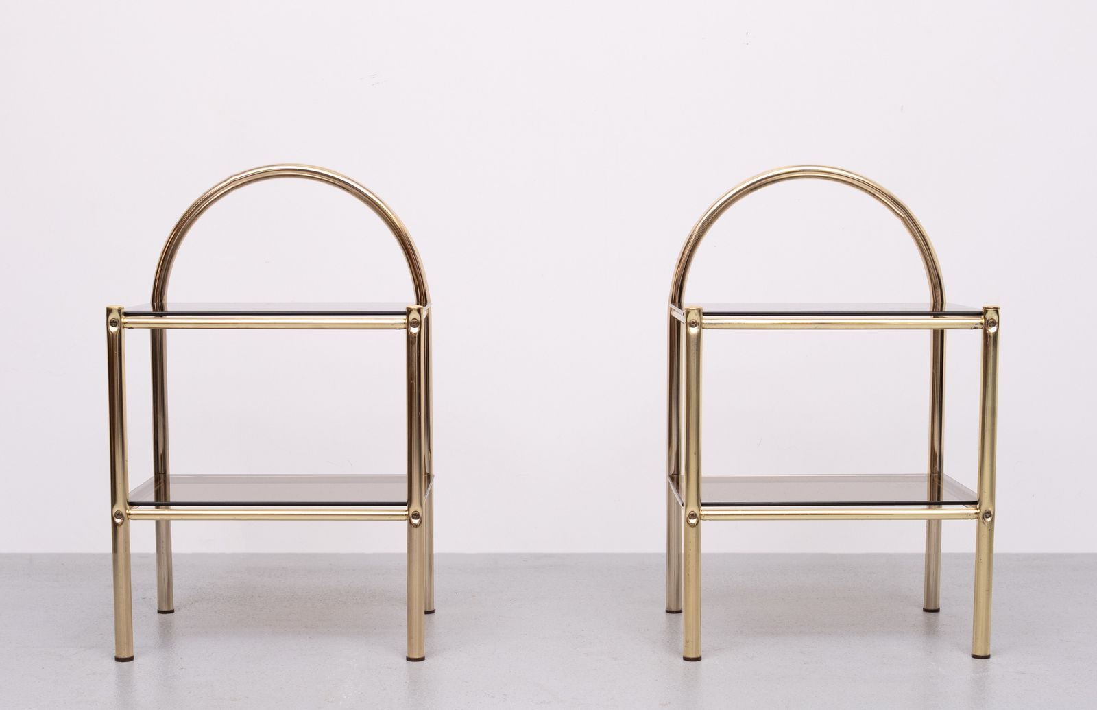 Pair Brass Bed Side Tables 1970s France photo for sale