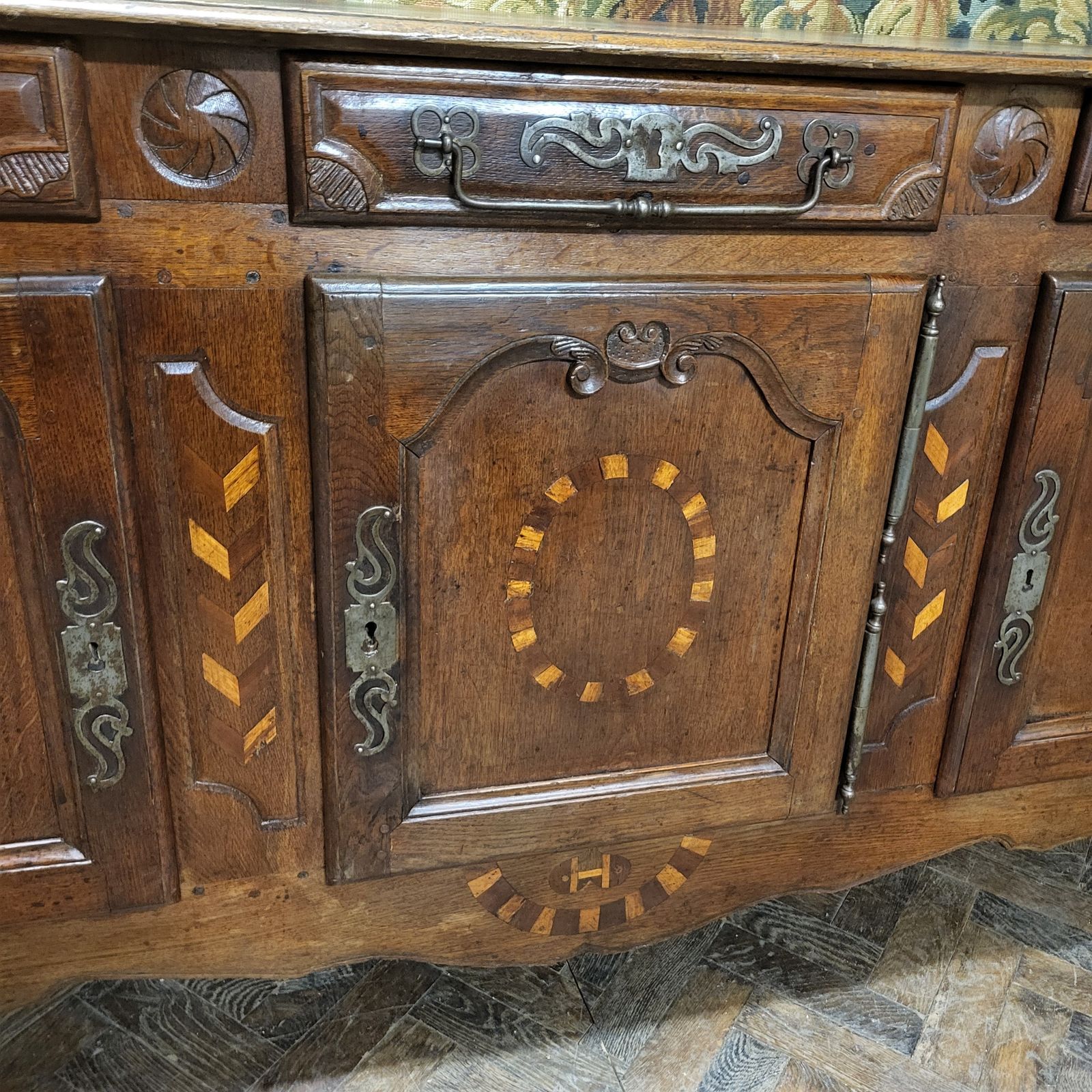 French Oak Enfilade / Antique Dresser Base photo vintage