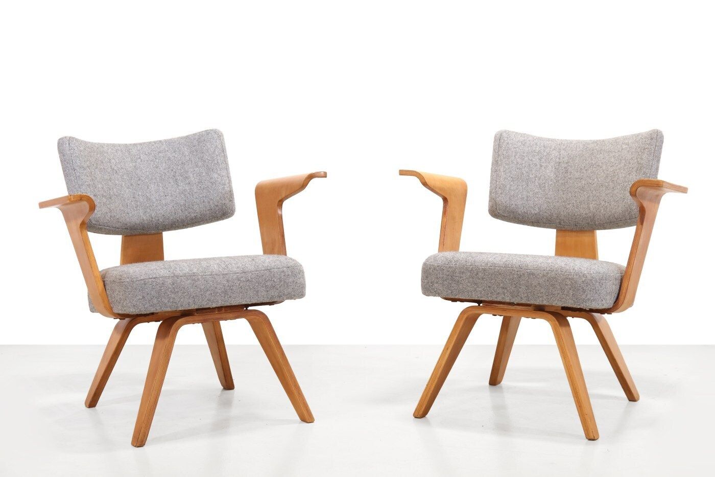 Set Of Two Rare Cor Alons Armchairs In Birch photo for sale