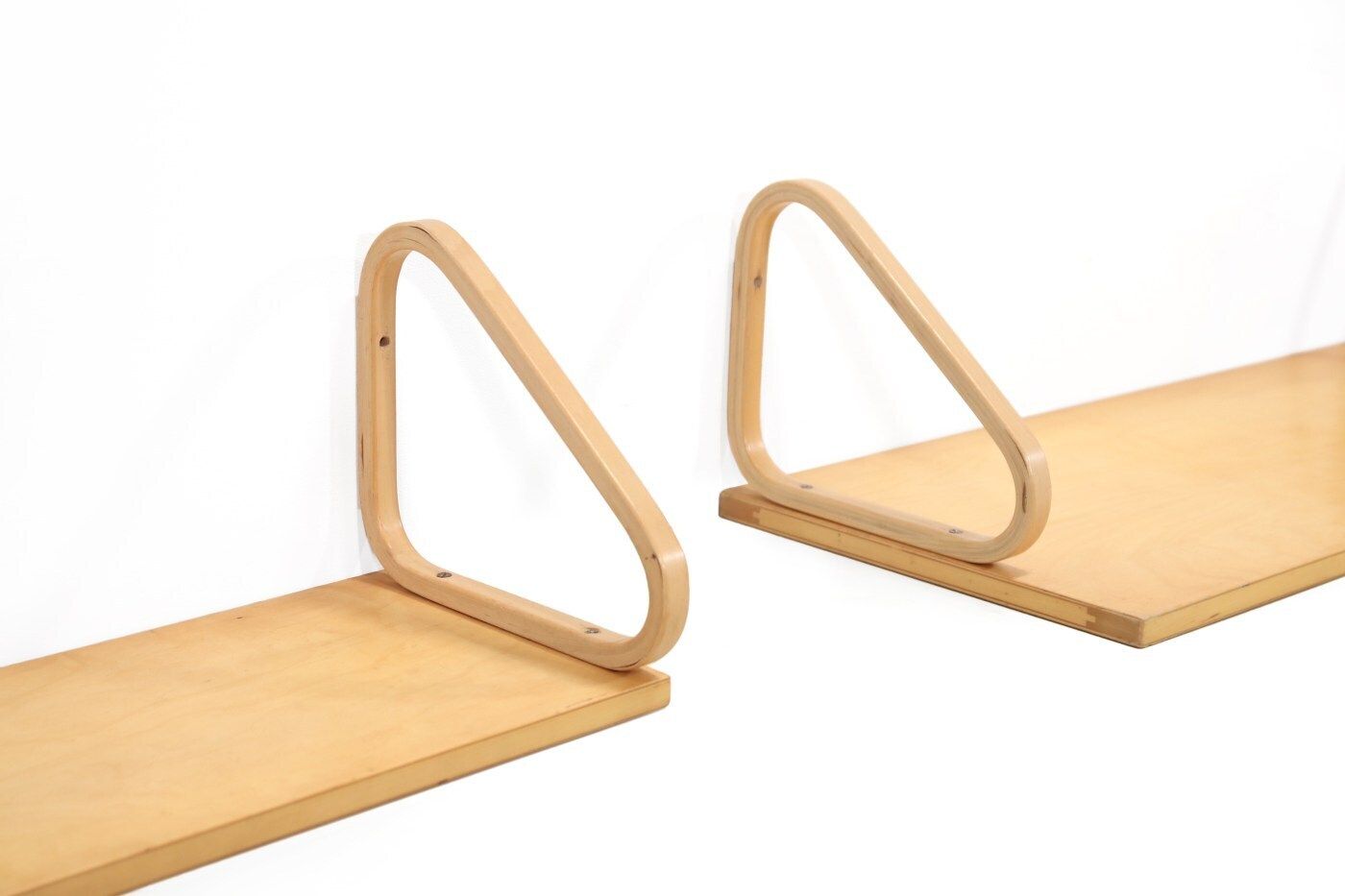 Set Of Two Birch Alvar Aalto Wall Shelves Model 112 photo for sale