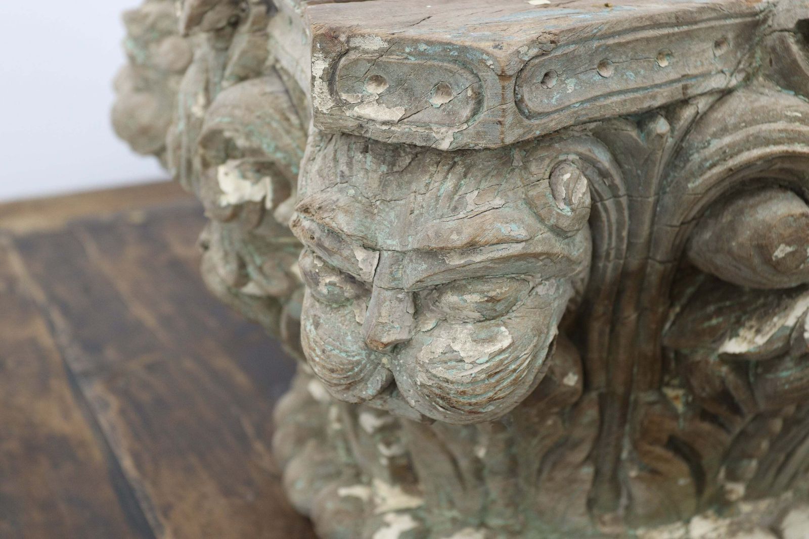 Late 18th Century Hand Carved Teak Indian Pillar Capitals photo 975.0