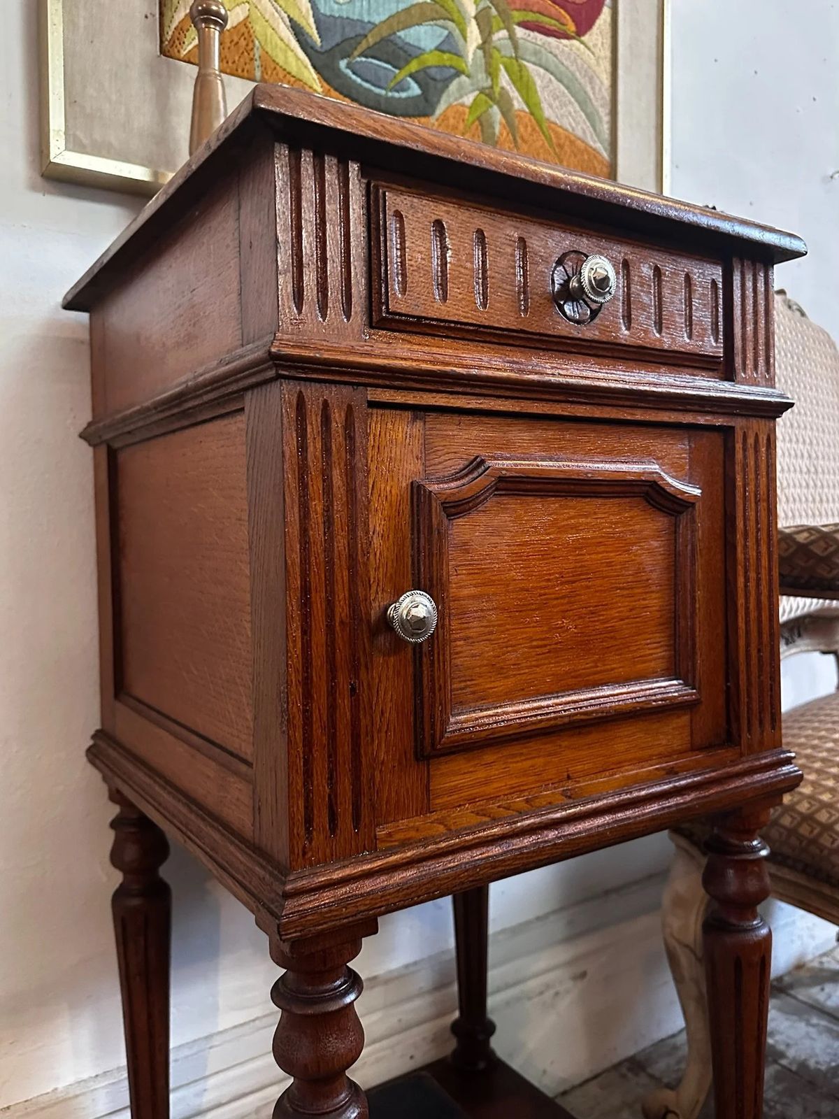 Belgian Oak Bedside Marble Top C1910 photo 213.0