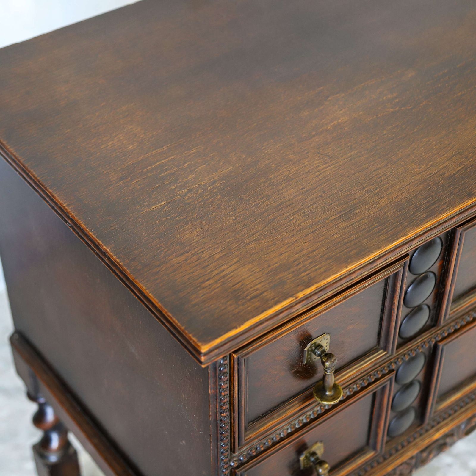photo vinterior 1930s English Oak Sideboard   Carolean Revival   Finely Carved With Barley Twist Supports