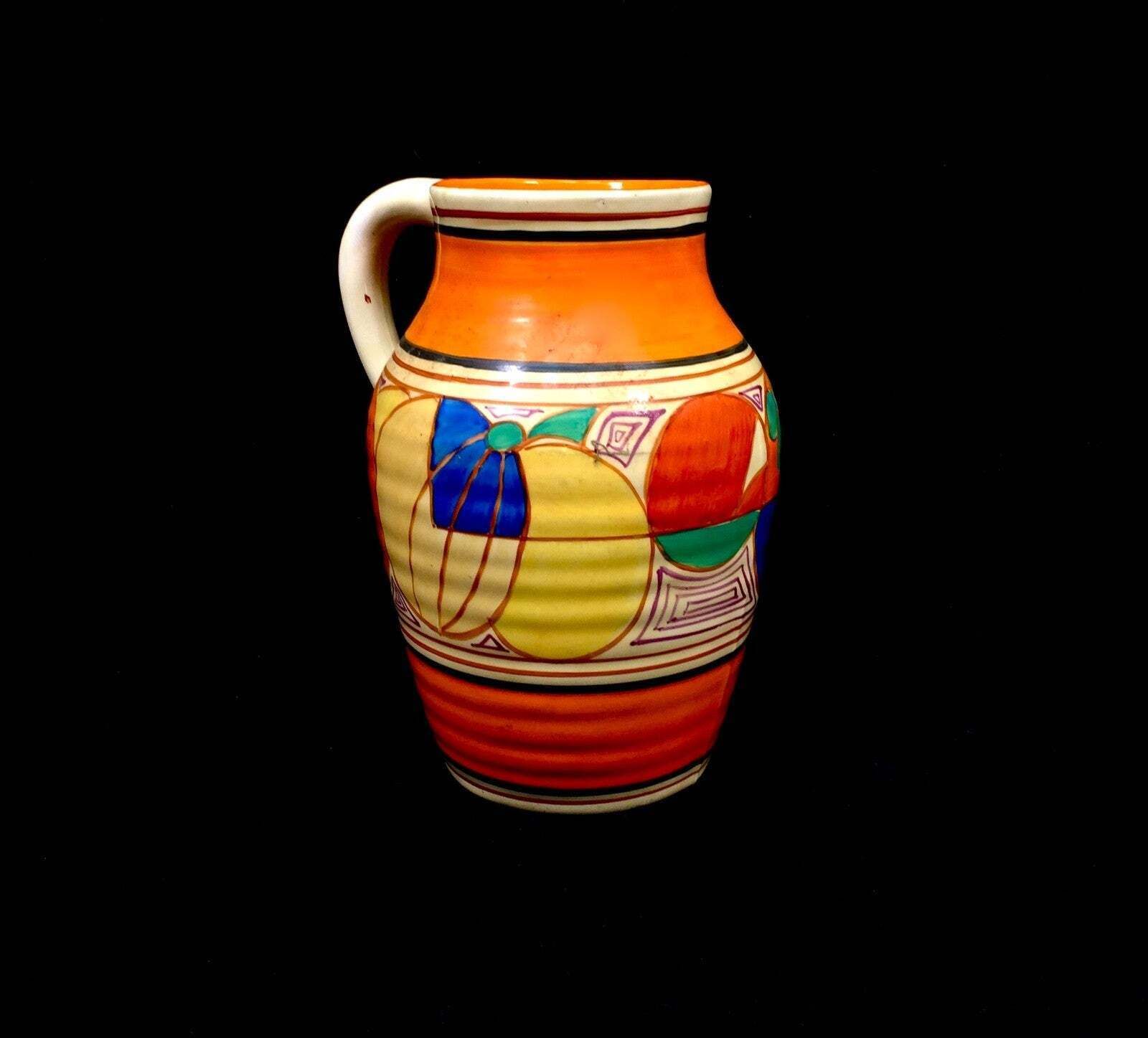 Clarice Cliff Melon Picasso Fruit Isis Vase Art Deco Pottery C.1930 / Antique photo vintage