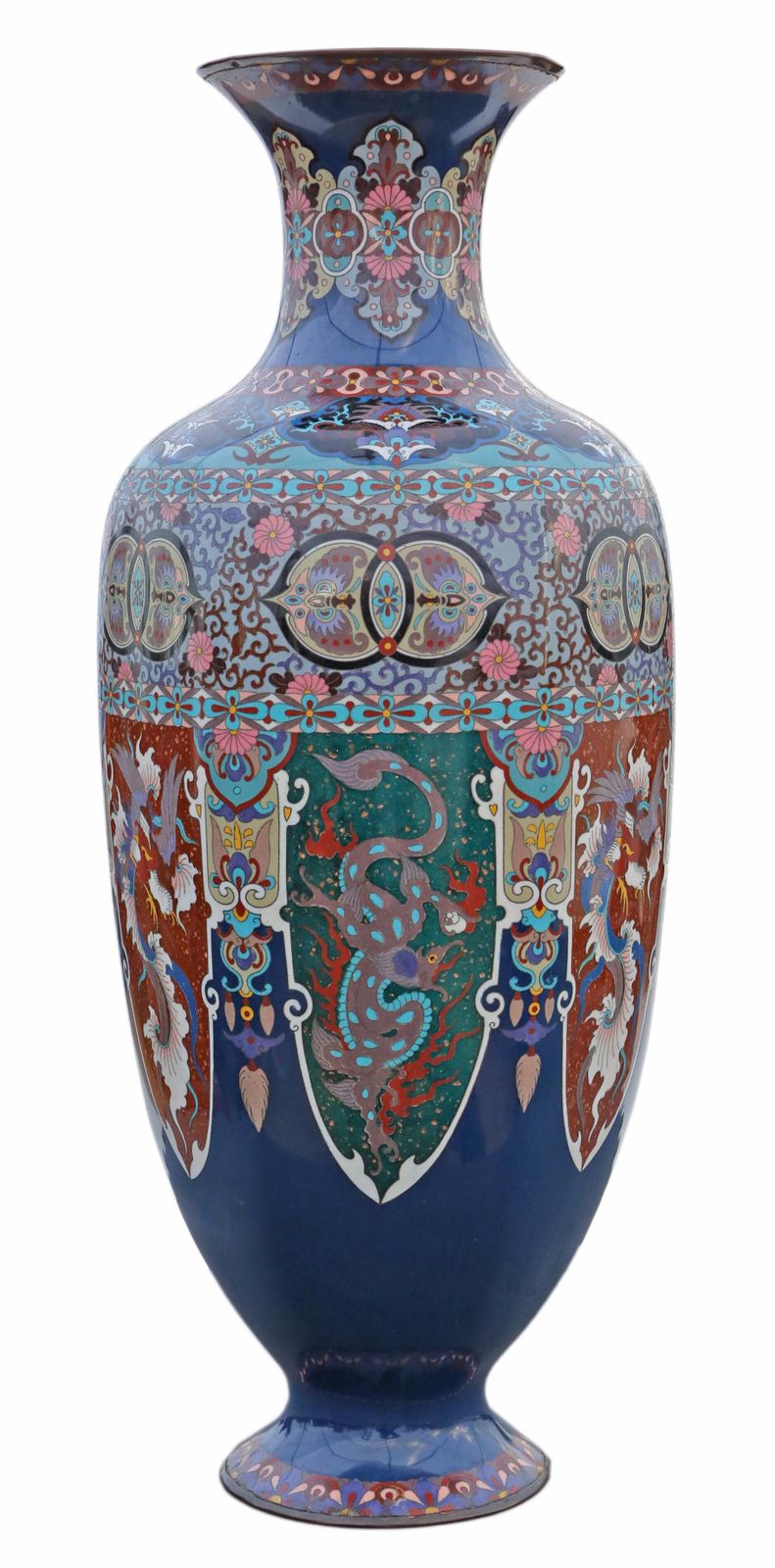 Antique Fine Quality Large 24" Cloisonne Vase 19th Century Meiji Oriental Japanese photo 2695.0