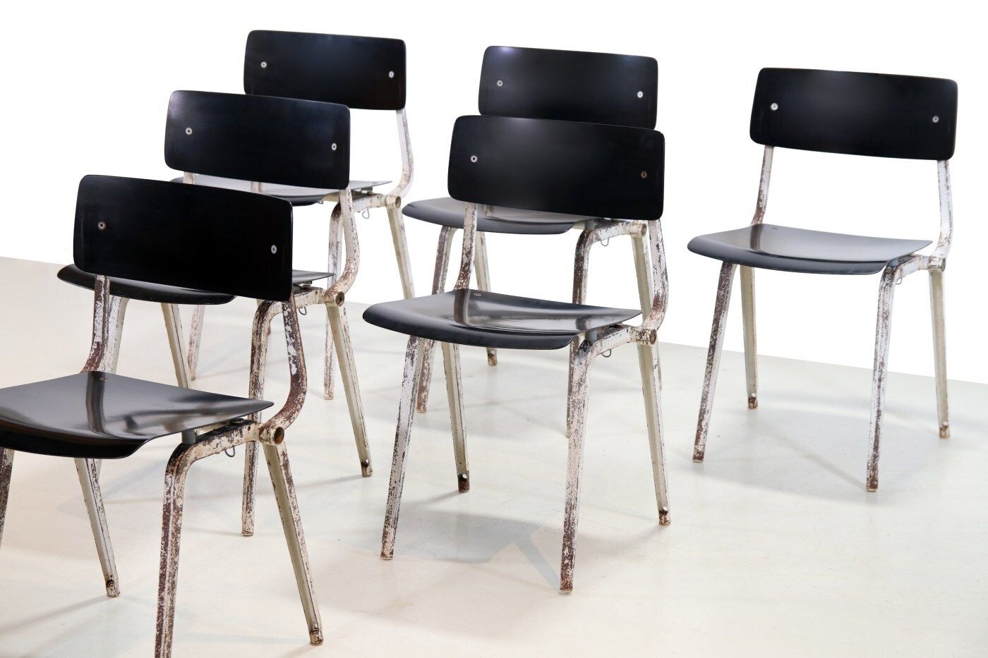 Set Of Six Rare Friso Kramer Revolt Theater Chairs photo Furniture
