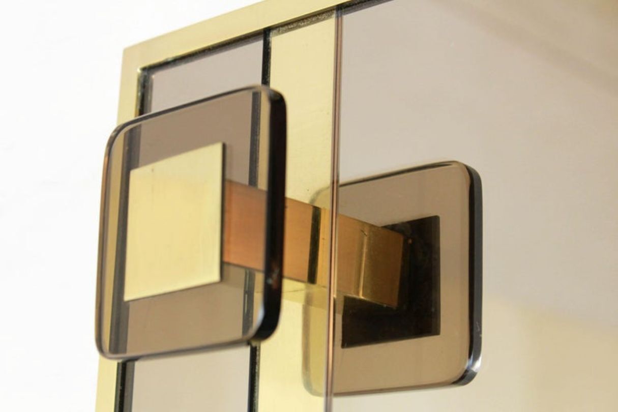Regency Style Brass And Glass Coat Rack, Italy 1970s photo for sale