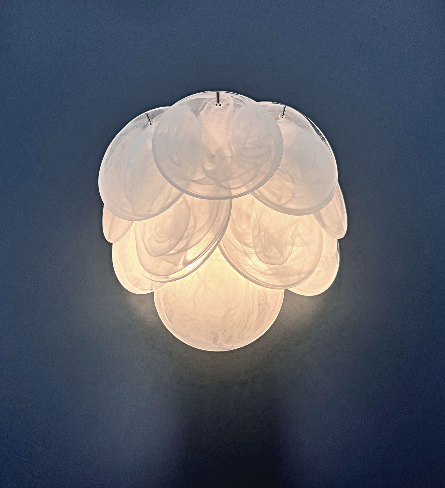 Pair Of Glass Wall Sconces   10 Alabaster White Disks photo vinterior