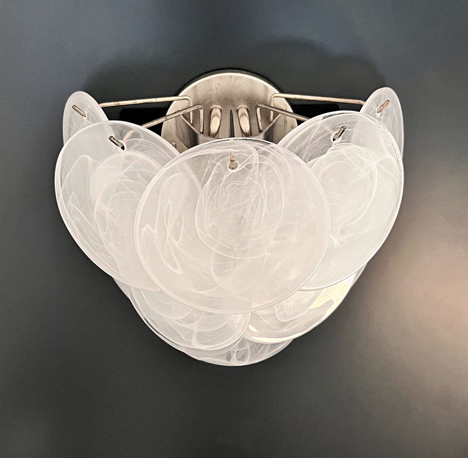 photo buy Pair Of Glass Wall Sconces   10 Alabaster White Disks