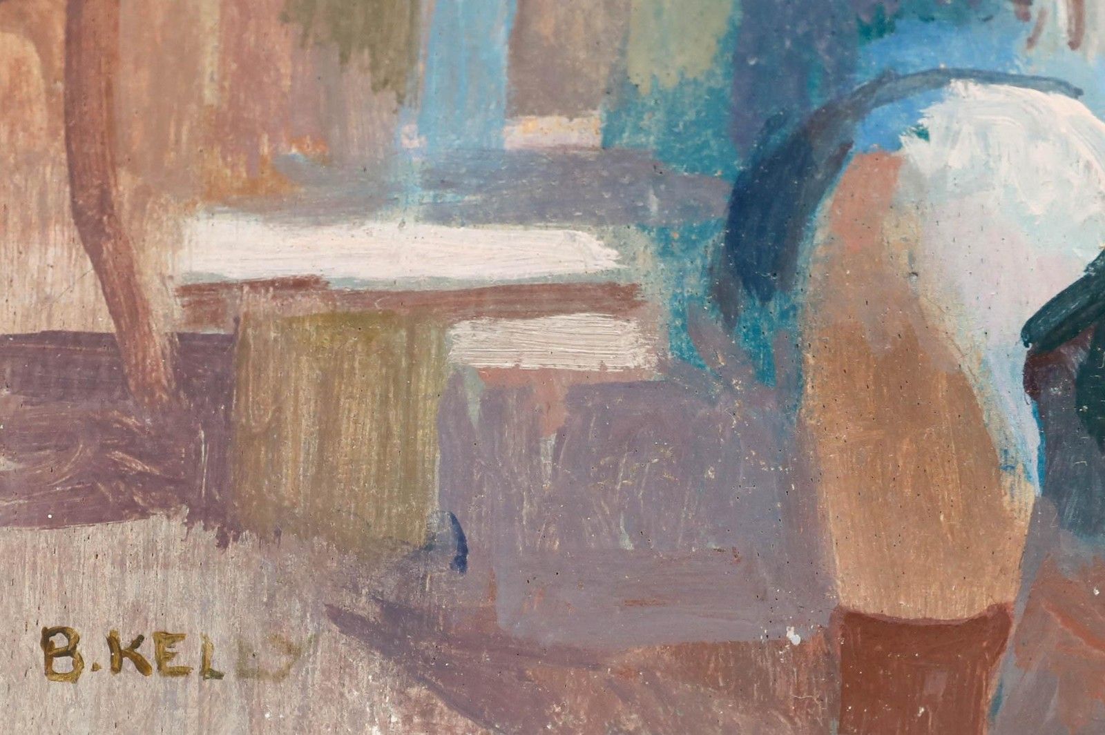 Bernadette Kelly (B.1933) 20th Century Oil, Nude With Blue Blanket photo vinterior