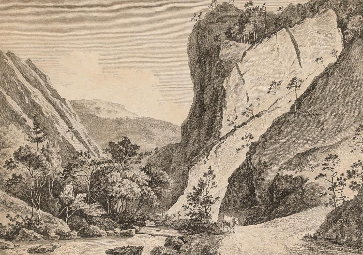 Texier After Alexis Nicolas Perignon 18th Century Engraving, Moutier Gorge photo furniture