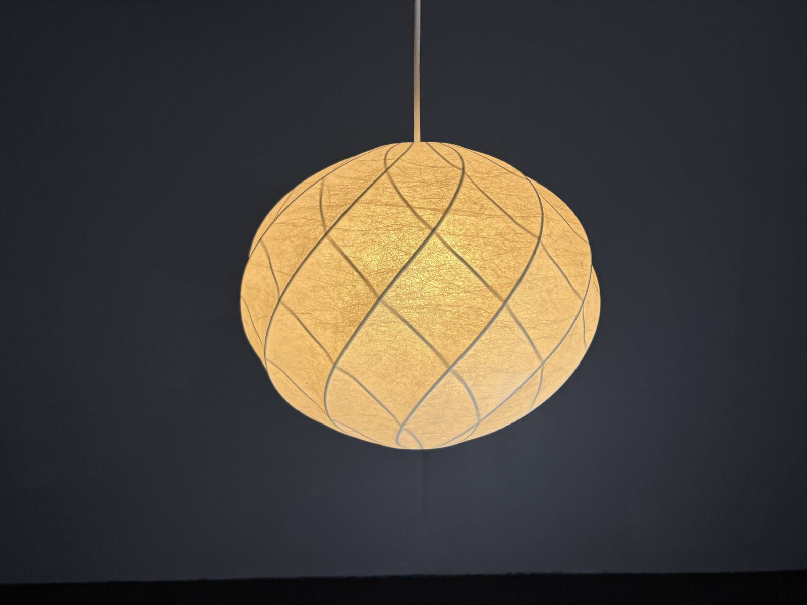 Page 1 Of 15 Midcentury Space Age Swirl Cocoon Hanging Pendant Ceiling Lamp, 1960s photo Lighting