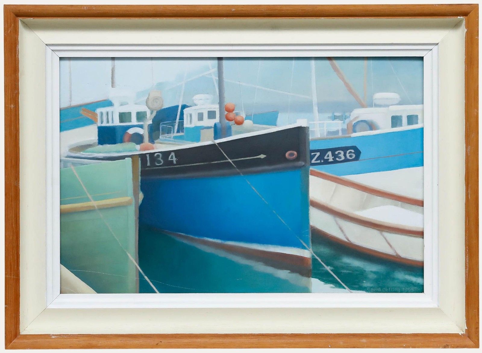 David Collings (B.1949) Framed Contemporary Oil, Reflections, Newlyn