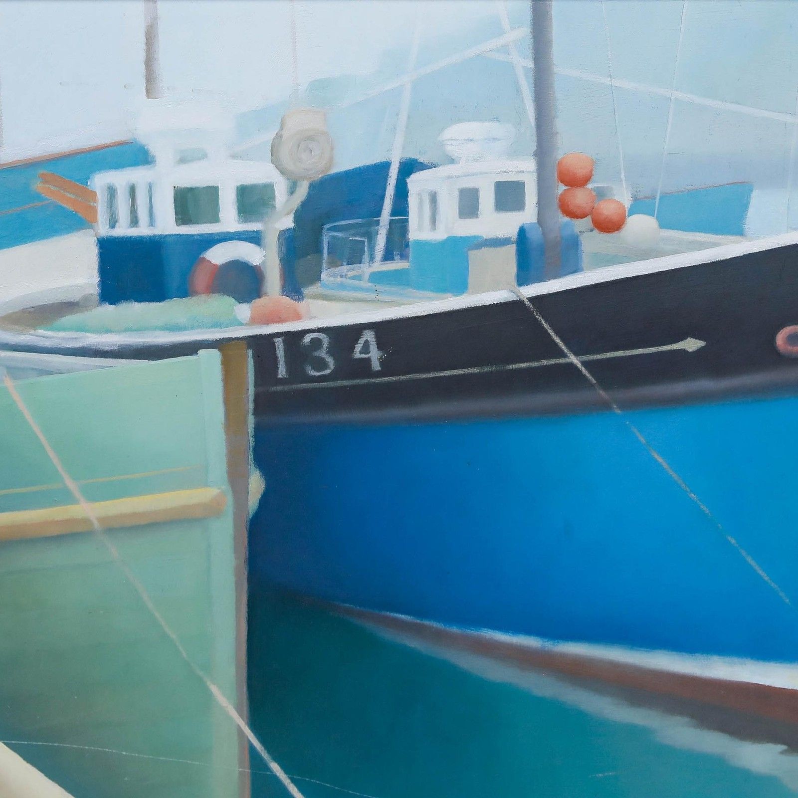David Collings (B.1949) Framed Contemporary Oil, Reflections, Newlyn photo Art
