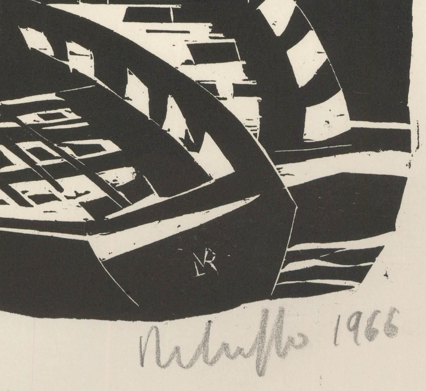 Victor Rebuffo (1903 1983) 1966 Woodcut, Barcas En La Vuelta De Rocha photo Art