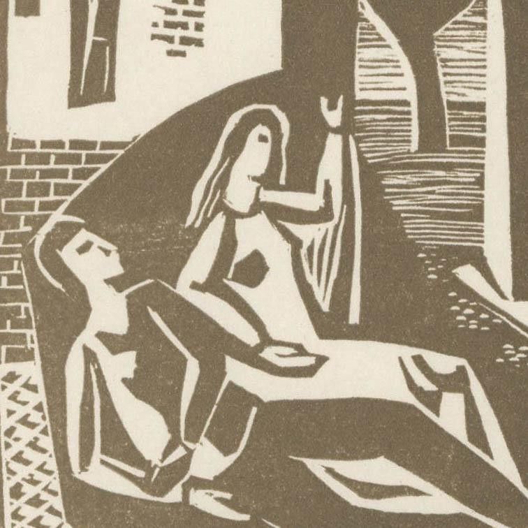 Victor Rebuffo (1903 1983) Mid 20th Century Woodcut, Estudio De Las Estrellas photo for sale