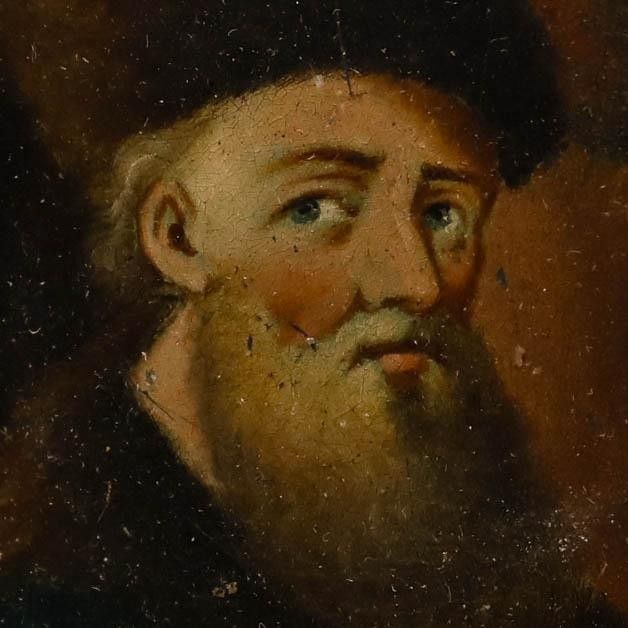 Miniature 19th Century Oil A Bearded Clerk photo Art