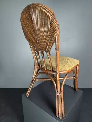 Set Of 10 Pencil Reed Rattan Bamboo Palm Leaf Dining Chairs, Vivai Del Sud photo furniture