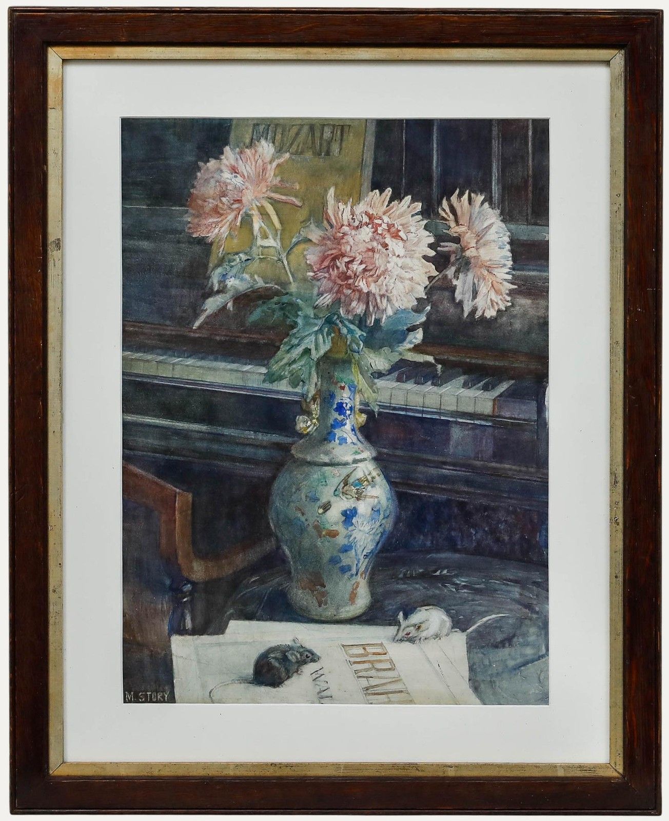 Marjorie Story Fine 20th Century Watercolour, Invitation To Waltz