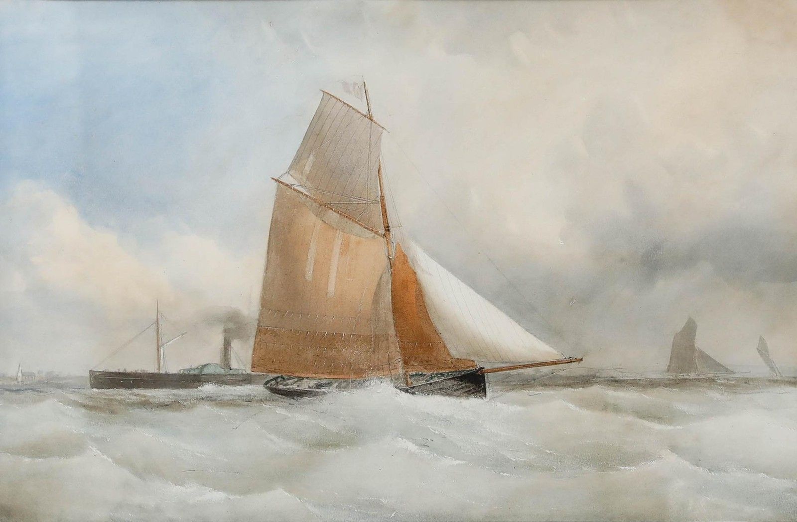 Charles Taylor (Act.1841 1883) Mid 19th Century Watercolour, Fishing Smacks photo furniture