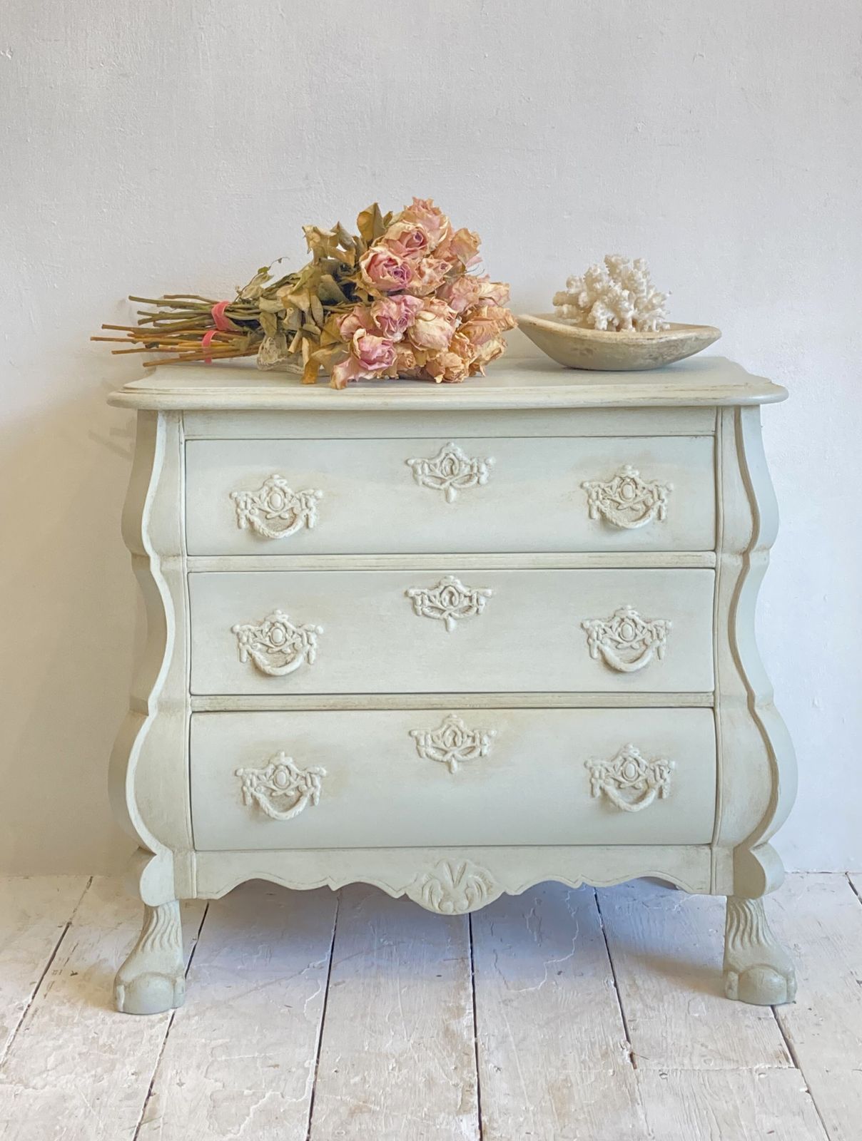 Vintage Painted Bombe Chest A