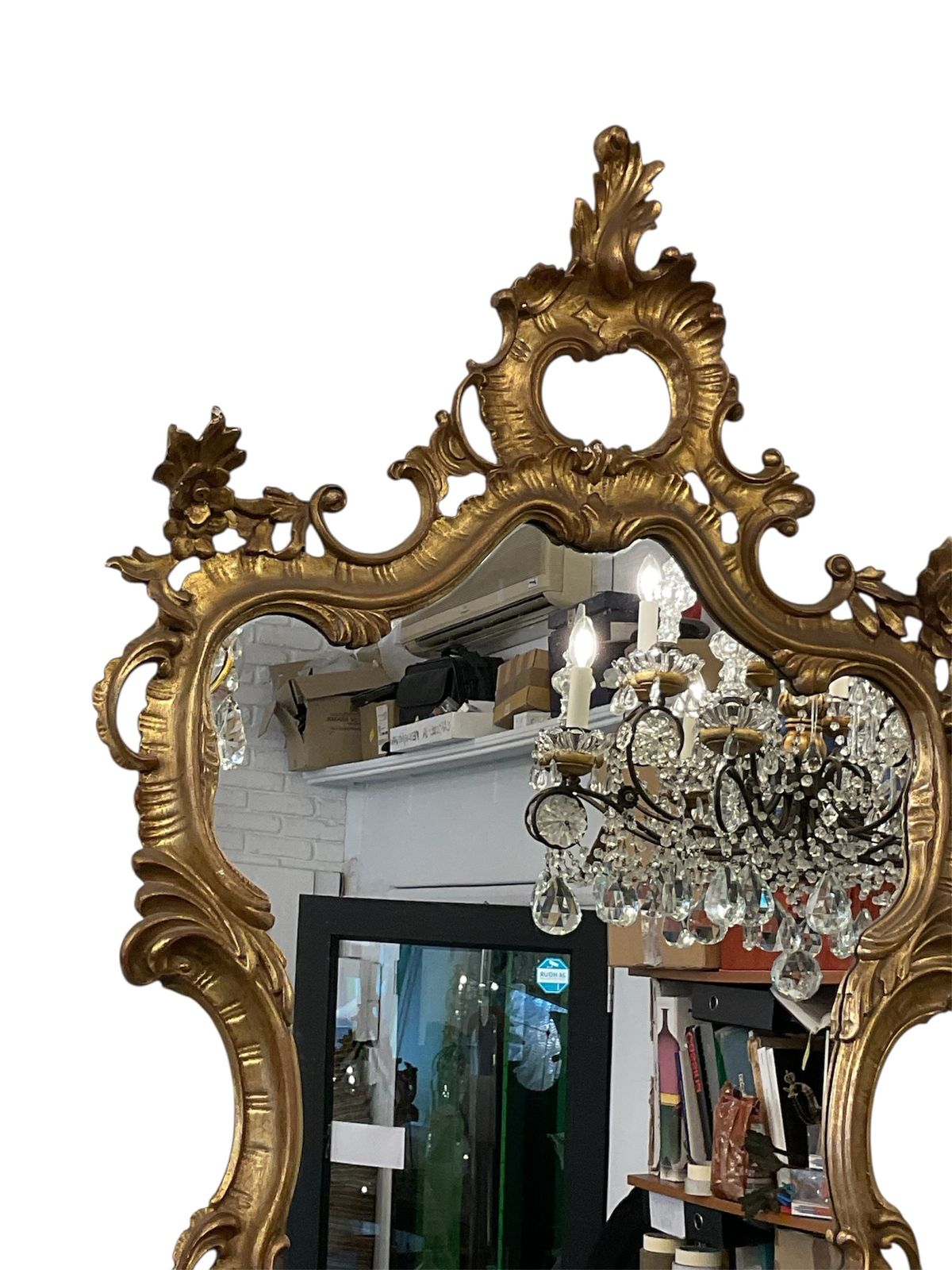 Italian Venetian 1930’s  Gold Wood Hand Carved Frame Mirror photo furniture