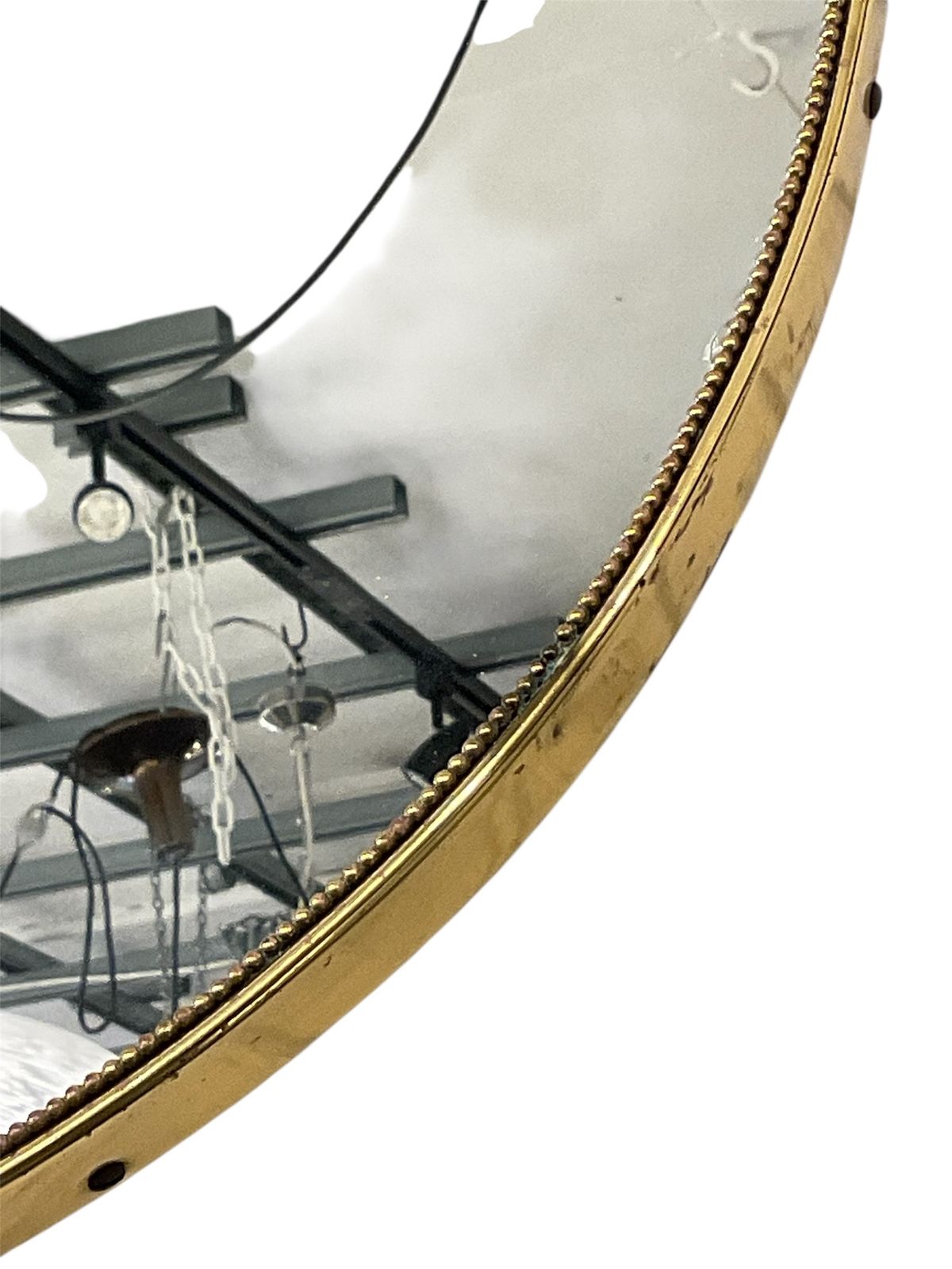 Italian Round Brass Frame 1950’s Mirror By Paolo Buffa photo for sale