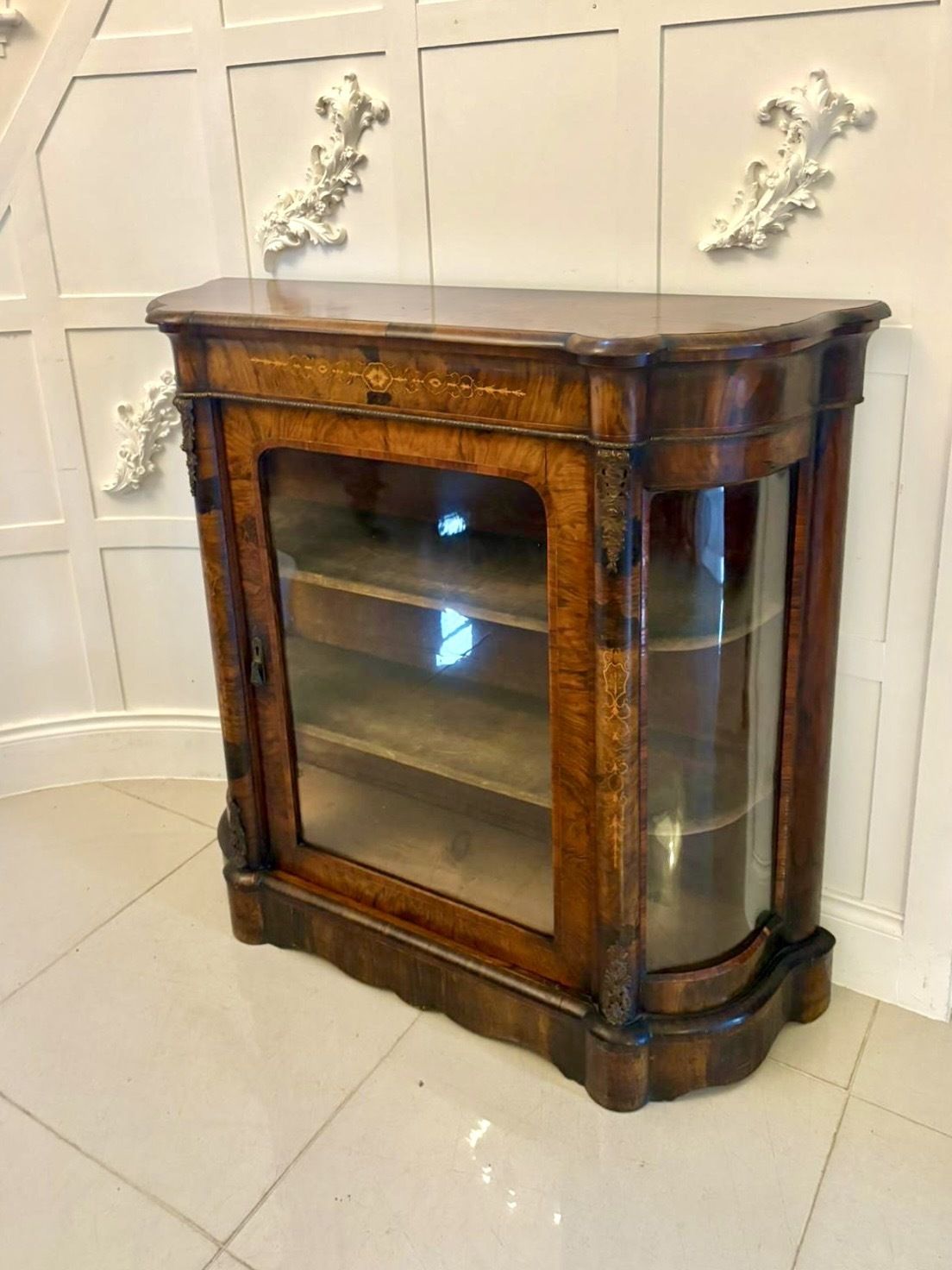 Antique 19th Century Quality Burr Walnut Satinwood Inlaid Side Cabinet photo vinterior