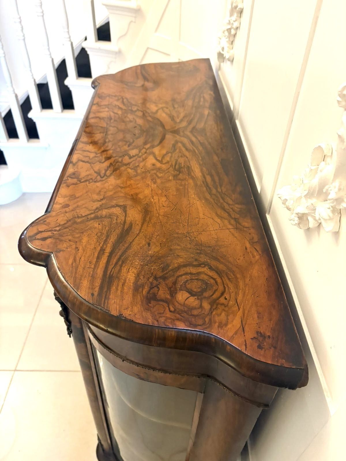 Antique 19th Century Quality Burr Walnut Satinwood Inlaid Side Cabinet photo vintage