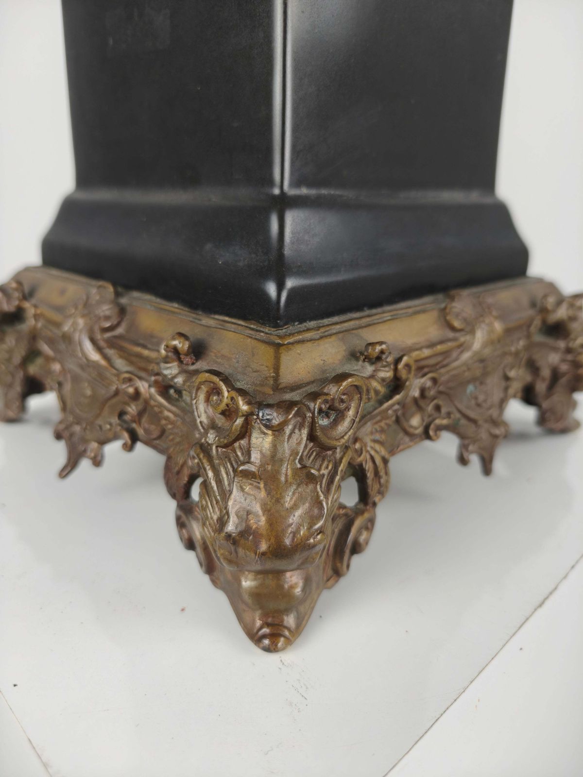 Black Porcelain Obelisk With Bronze Ornaments photo for sale