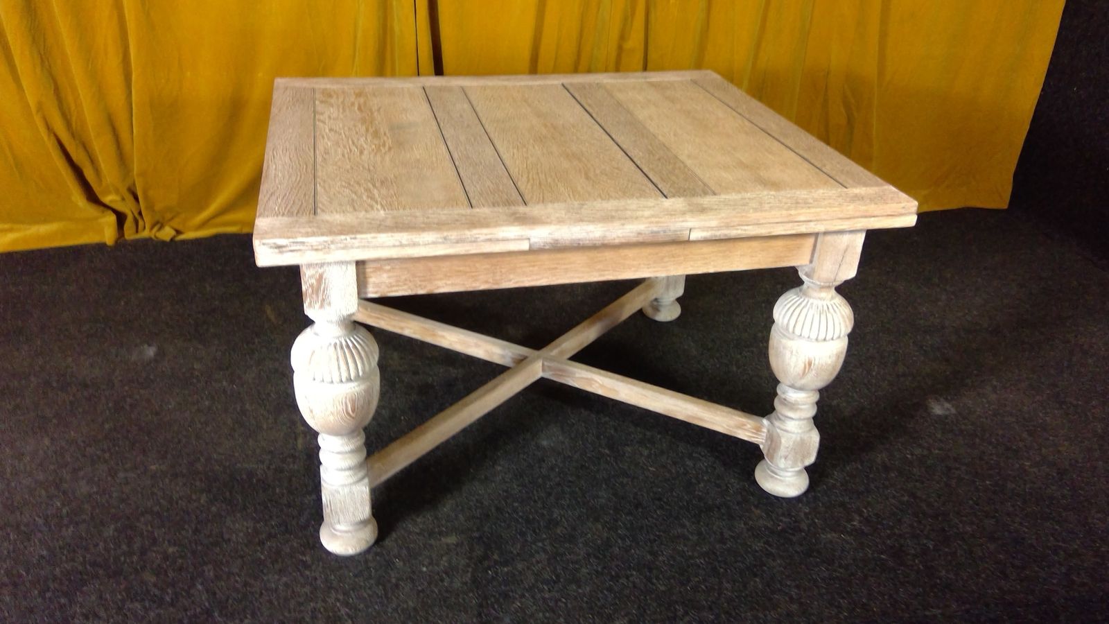 Furniture A Large  Limed  Scrubbed Oak (Cerused)jacobean Style Refectory Draw Leaf Table Of Robust Construction photo
